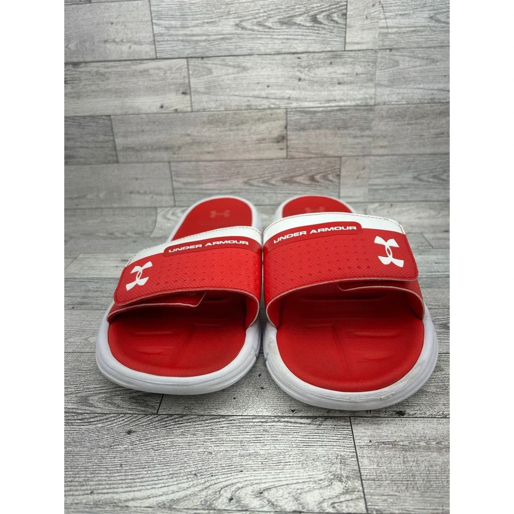 Under Armour Ignite V Men Red White Slides Sandals 3000040-101 Size 12